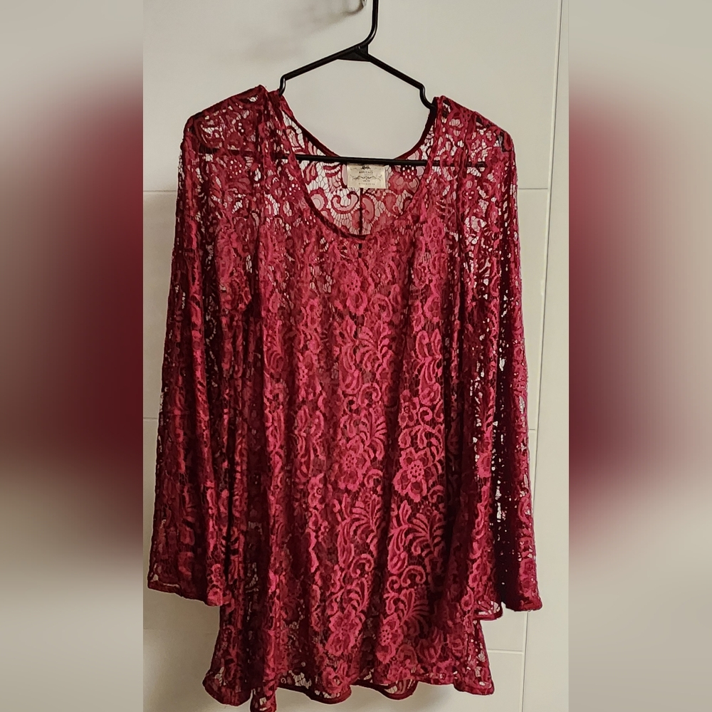 Elegant Lace Red Top